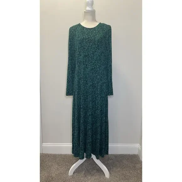 NWT Boden Jersey Midi Dress Floral Modest Cottagecore Blue Green Women's US 12L - Picture 2 of 15